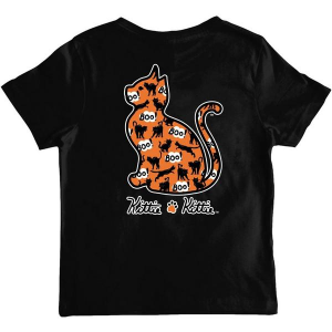 Kids' Puppie Love Scaredy Cat Pattern Kitty T-Shirt Small Black