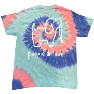 Kids' Puppie Love Taffy Tie Dye Pup T-Shirt Medium Pastel Blue