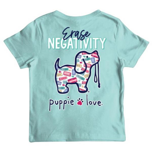 Kids' Puppie Love Erase Negativity Pup T-Shirt Small Mint