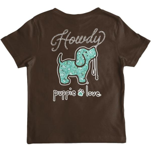 Kids' Puppie Love Howdy Bandana Pup T-Shirt Small Chocolate