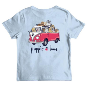 Kids' Puppie Love Rescue Bus Dogs T-Shirt Small Light Blue