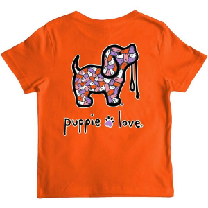 Kids' Puppie Love Ghost Pattern Pup T-Shirt Large Orange