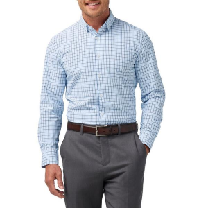 Men's Mizzen+Main Leeward Long Sleeve Button Up Shirt Medium Cloud Blue Wyatt Plaid