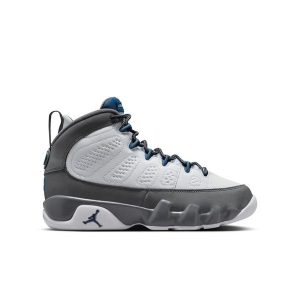 Kids' Air Jordan 9 Retro "Flint Grey and French Blue" Sneakers Big 7 Regular White/French Blue/Flint Grey