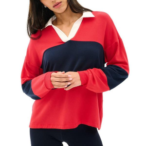 Women's SPLITS59 Katie Rugby Fleece Long Sleeve Oversized Shirt XLarge Red Indigo