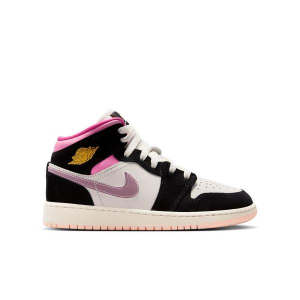 Kids' Air Jordan 1 Mid Sneakers Big 4.5 Regular Black/University Gold-Sail-Pinksicle