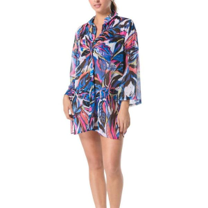 Women's Coco Reef Paradise Abstract Divinity Dress Swim Cover Up Medium Black Multi