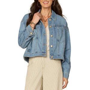 Women's Democracy Oversized Barrel Sleeve Denim Jacket XLarge Light Blue