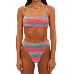 Women's Beach Riot Amarie Swim Bottoms Contemporary Medium Strawberry Ice Chevron Shine