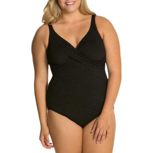 Women's Penbrooke Cross Over One Piece Swimsuit Sporty 24W Black