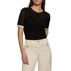 Women's Sanctuary Pullover Sweater Going Places Pointelle Small Black