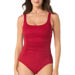 Women's Gabar Wave Scoop Neck One Piece Swimsuit Sporty 18 Red