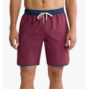Men's Fair Harbor Anchor Swim Trunks XLarge Nautical Red Wavy Geo