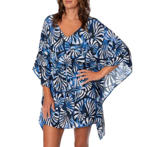 Women's Jantzen Seaside Crush June Shirt Swim Cover Up Large Blue