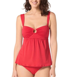 Women's Beach House Isabella Ring Front Textured Swim Tankini Misses 10 True Red