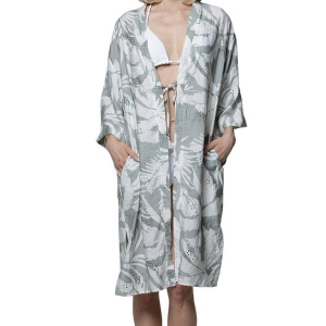 Women's J Valdi Copacabana Open Front Kimono Swim Cover Up Medium Sageglow