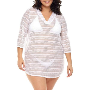 Women's Jordan Taylor Inc V Neck Dress Swim Cover Up 3X White