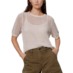 Women's Sanctuary Pullover Sweater Open Knit Medium Petal/Rich Collagen Stripe