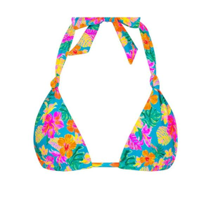 Women's Kulani Kinis Soft Knot Halter Swim Bikini Top Juniors Large Paradise Pop