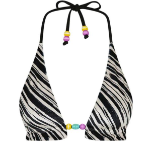 Women's Kulani Kinis Frill Halter Bralette Swim Bikini Top Juniors Medium Wild Honey