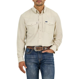 Men's Wrangler Performance Solid Snap Long Sleeve Button Up Shirt XLarge Overvast