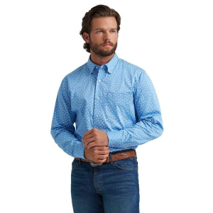 Men's Wrangler Cody Johnson One Pocket Long Sleeve Button Up Shirt 2XLarge Azure Paisley