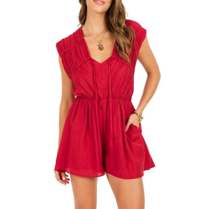 Women's Sadie And Sage Erin Romper Large Red