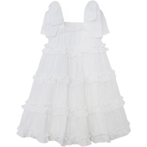Girls' Isobella and Chloe Birds of a Feather Babydoll Dress 3T White
