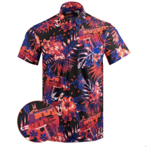 Men's Retro Rifle Bliss Vector Button Up Shirt Large Red