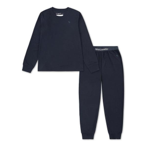 Kids' abercrombie kids Long Sleeve Solid T-Shirt and Joggers Pajama Set 15/16 Navy