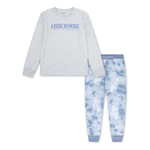Kids' abercrombie kids Long Sleeve Logo T-Shirt and Printed Joggers Pajama Set 9/10 Infinity