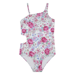 Girls' abercrombie kids Asymmetrical Cutout One Piece Swimsuit 9/10 Bright White