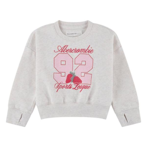 Girls' abercrombie kids Graphic Crewneck Sweatshirt Toddler 4T Oatmeal Heather