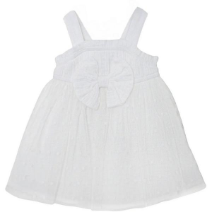 Girls' Isobella and Chloe Birds of a Feather Babydoll Dress 9 mo. White