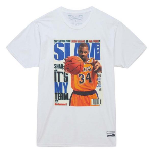 Los Angeles Lakers Shaq SLAM Cover Mitchell and Ness T-Shirt Small White