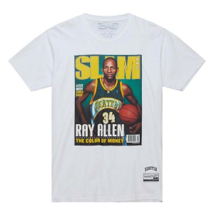 Seattle SuperSonics SLAM Cover Mitchell and Ness T-Shirt Medium White