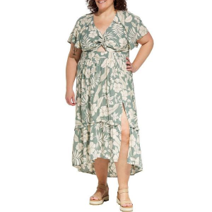 Women's Angie Twist Front Midi Babydoll Dress 3X Sage