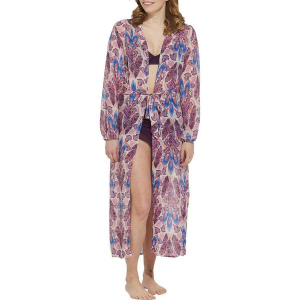 Women's Cupshe Maxi Tie Front Shirt Swim Cover Up Medium Multi