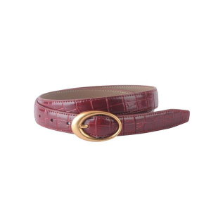Women's Most Wanted Croco Clean Stitched Oval Buckle Belt Small Burgundy