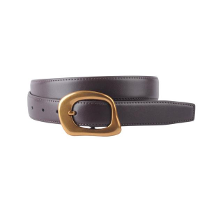 Women's Most Wanted Stitched Clean Leather Asymmetrical Buckle Belt Medium Brown