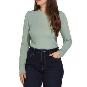 Women's Mikarose Ribbed Long Sleeve T-Shirt Large Harbour Grey
