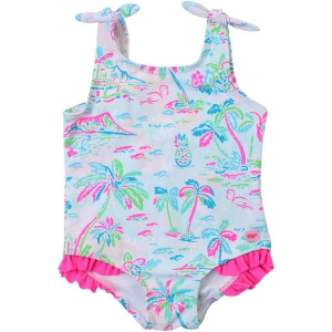 Girls' RuffleButts Tie Shoulder One Piece Swimsuit Toddler 4T Tropical Resort