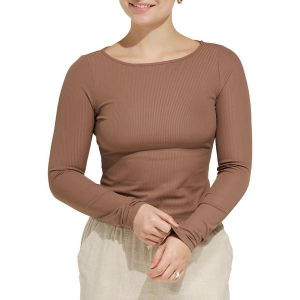 Women's SUNDAY EDITION Ribbed Long Sleeve T-Shirt Small Mocha