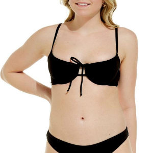 Women's damsel Underwire Print Swim Bikini Top Juniors Medium Black