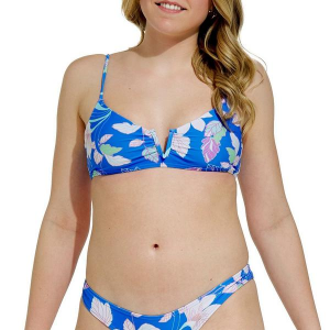 Women's damsel V Wire Spiral Rib Swim Bikini Top Juniors Medium Dewdrop