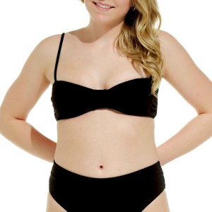 Women's damsel Bralette Rib Swim Bikini Top Juniors Large Black