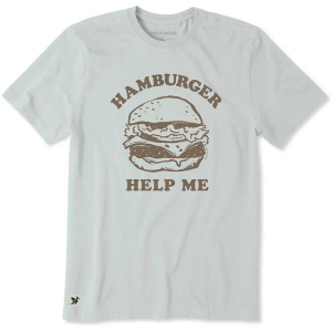 Men's Life is Good Hamburger Help Me Crusher T-Shirt 2XLarge Fog Heather