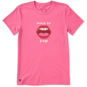 Women's Life is Good Born To Yap T-Shirt Large Watermelon Pink