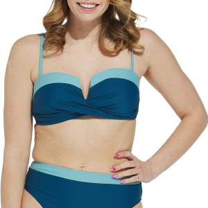 Women's Cupshe Wrap Front Bandeau Swim Bikini Top Contemporary Small Blue