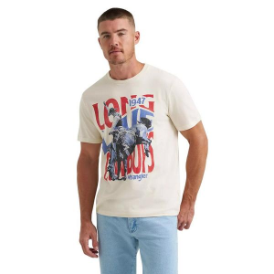 Men's Wrangler Riding Cowboy Graphic T-Shirt Medium Antique White